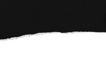 Torn a half sheet of black paper from the bottom. Vector template paper design. PNG 