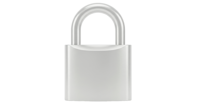 Isolated Silver Padlock Security Lock Protection