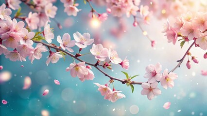 Fototapeta premium Delicate Pink Blossoms Dancing on a Gentle Breeze, a Serene Springtime Scene