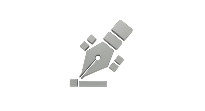 Isolated Stylized Fountain Pen Icon for Writing