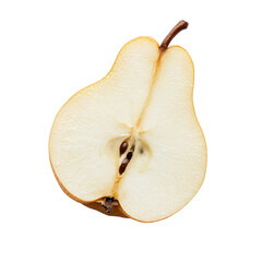 Delicious pear slice isolated on Transparent background highlighting its natural texture and color, Pear slice isolated on PNG background