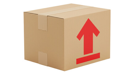 Isolated Cardboard Box with Arrow