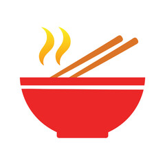 Delicious steaming bowl of noodles with chopsticks