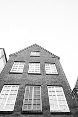 View of old historic buildings in the town of Husum on the North Sea coast.
