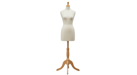 Isolated Female Mannequin on Wooden Stand