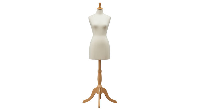 Isolated Female Mannequin on Wooden Stand