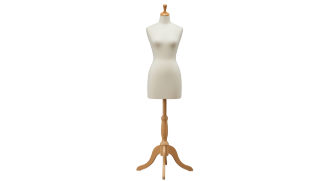Isolated Female Mannequin on Wooden Stand