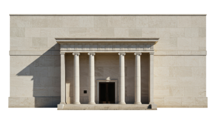Isolated Stone Building Facade with Columns