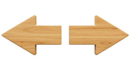 Isolated Wooden Arrows Pointing Left and Right