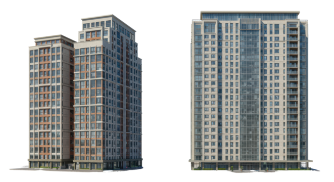 Isolated Modern Apartment Buildings