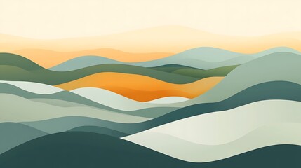 Serene Mountain Landscape Sunset.