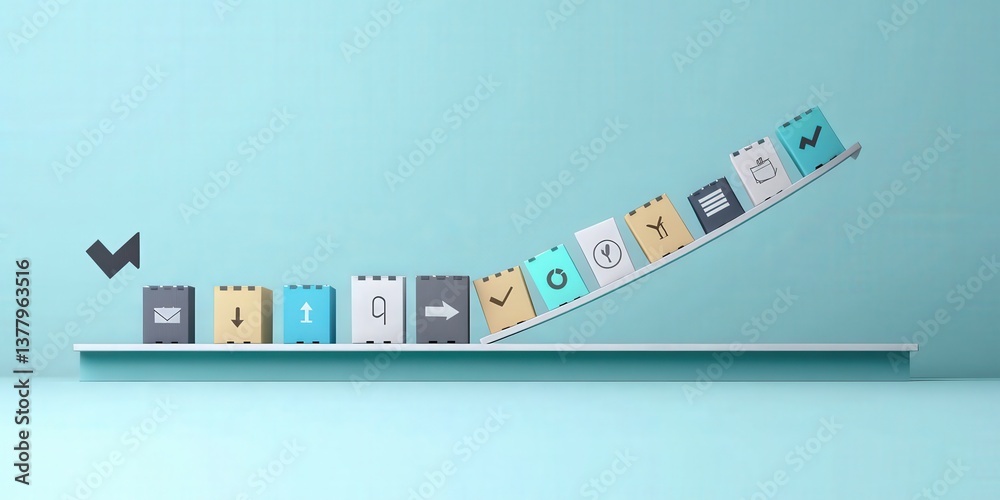 Wall mural import tariffs trade impact concept. digital representation of growth with icons on a gradient backg