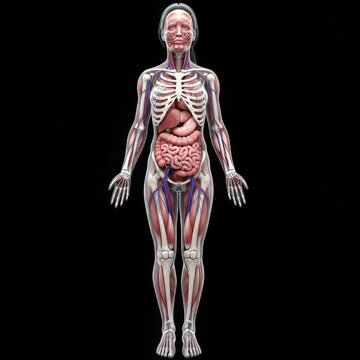 Human Body Anatomy Showing Muscles Bones Organs and Vascular System