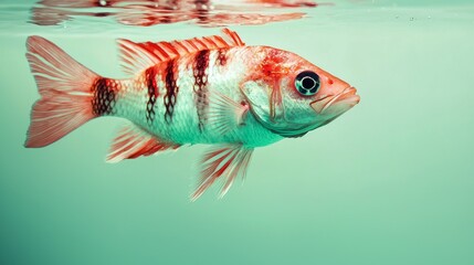 Naklejka premium Vibrant Freshwater Fish Swimming in Clear Aquatic Environment