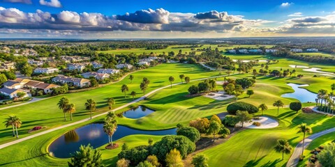 Upscale Residential Community Adjacent to a Lush, Well-Maintained Golf Course with Serene Water Features
