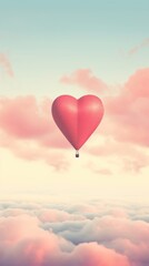 Fototapeta premium Love balloon aircraft cloud.