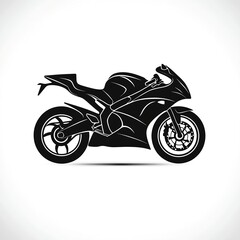 Fototapeta premium Motorbike simple silhouette illustration in black on a white background 