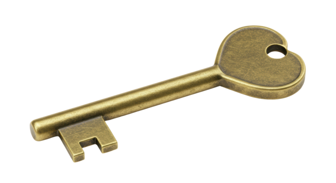 Isolated Antique Heart Shaped Key