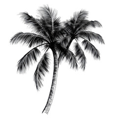 Elegant palm trees silhouette on transparent background showcasing tropical beauty and serene vibes, Palm tree Transparent background transparent, PNG background