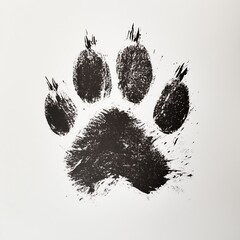 A paw print mark made with ink on white paper. 4