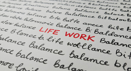 Life Work Balance Concept with Red Inscription on White Paper Background
