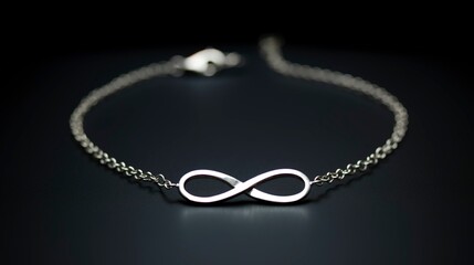 A photo of a silver infinity anklet.