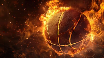 Fototapeta premium A basketball engulfed in flames