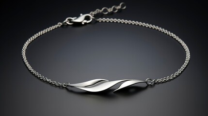 A photo of a sleek silver anklet design.