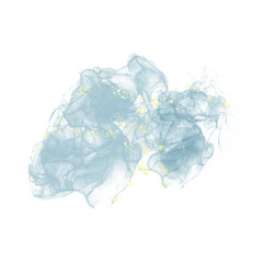 Abstract alcohol ink blue background with golden shimmer for wedding invitation, card design, modern art decoration, PNG transparent file