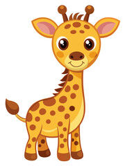 Obraz premium Cartoon Giraffe Cute Animal Character for Children's Designs, Educational Material, and Fun Projects with White Background