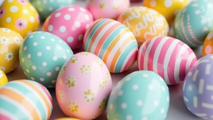Obraz premium Charming Easter Eggs with Intricate Patterns in Vibrant Pastel Colors