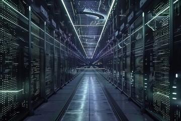 Fototapeta premium Futuristic data center server room