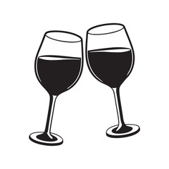 wine glass icon, black silhouette vector, Simple silhouette Design vector icon 