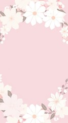 Fototapeta premium Pink washi flower frame asteraceae graphics pattern.
