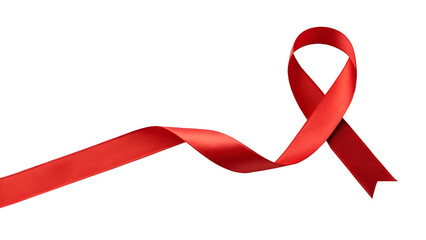 red ribbon on transparent background