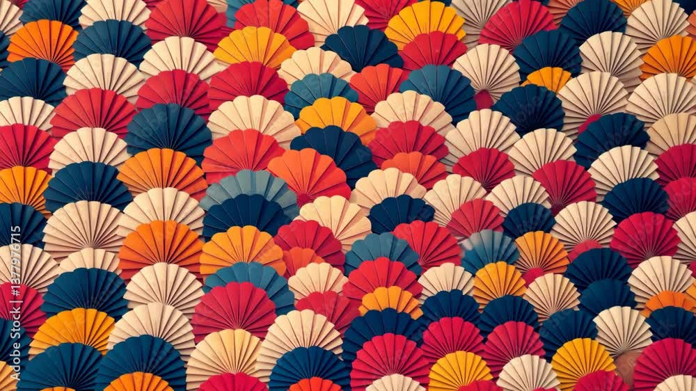 Poster a close up of a colorful array of flower shaped objects. the objects are in various colors and sizes