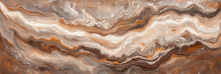 Fototapeta premium Abstract earthy tones fluid art with swirling patterns
