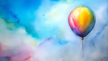 Fototapeta premium colorful balloons in the watercolours background 