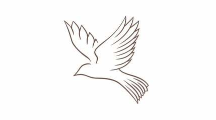 Obraz premium A flying bird icon with wide wings and a sleek body, depicted in a smooth outline on a white background.