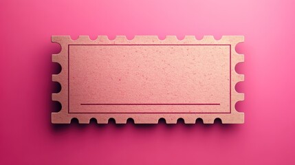 Blank pink ticket stub on pink background.