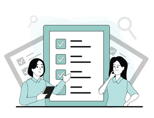 a female coworker explaining a task that her colleague does not understand. doing office work. completing tasks and plans