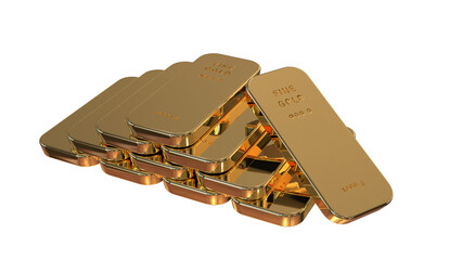 11 shiny gold bullions layered -warm illuminated