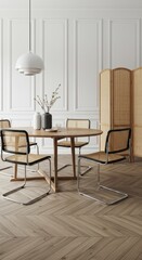 Minimalist Dining Room with Mixed Chairs