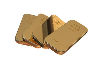 4 gold bullions fanned out -warm illuminated