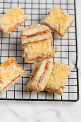 Sweet shortbread cookies with apricot jam 