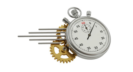 Isolated Stop Watch With Cogs And Motion Trails