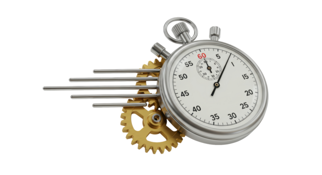 Isolated Stop Watch With Cogs And Motion Trails