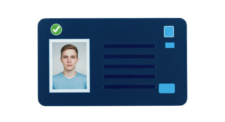Isolated Blue Identity Card With Smiling Man