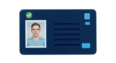 Isolated Blue Identity Card With Smiling Man