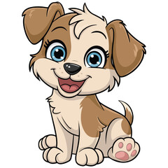 Obraz premium Adorable Cartoon Puppy with Big Eyes Premium vector illustration 